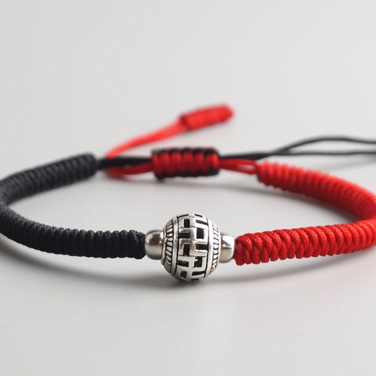 Handmade Tibetan Blessed Knots for "Willpower & Confidence" with Buddhist Prayer Ball