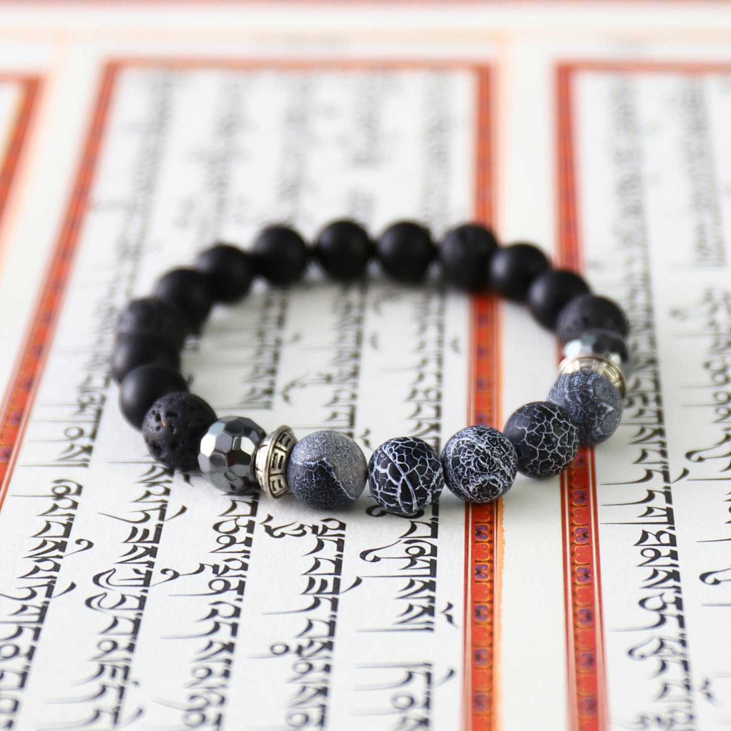 Buddhist Handcrafted Nature Sandalwood Bracelet for "Dependability & Reliability" - Tibetan Vintage Obsidian Beads