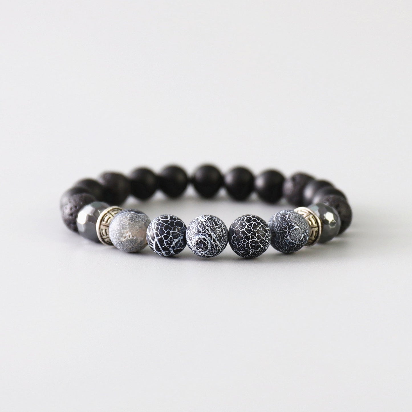 Buddhist Handcrafted Nature Sandalwood Bracelet for "Dependability & Reliability" - Tibetan Vintage Obsidian Beads
