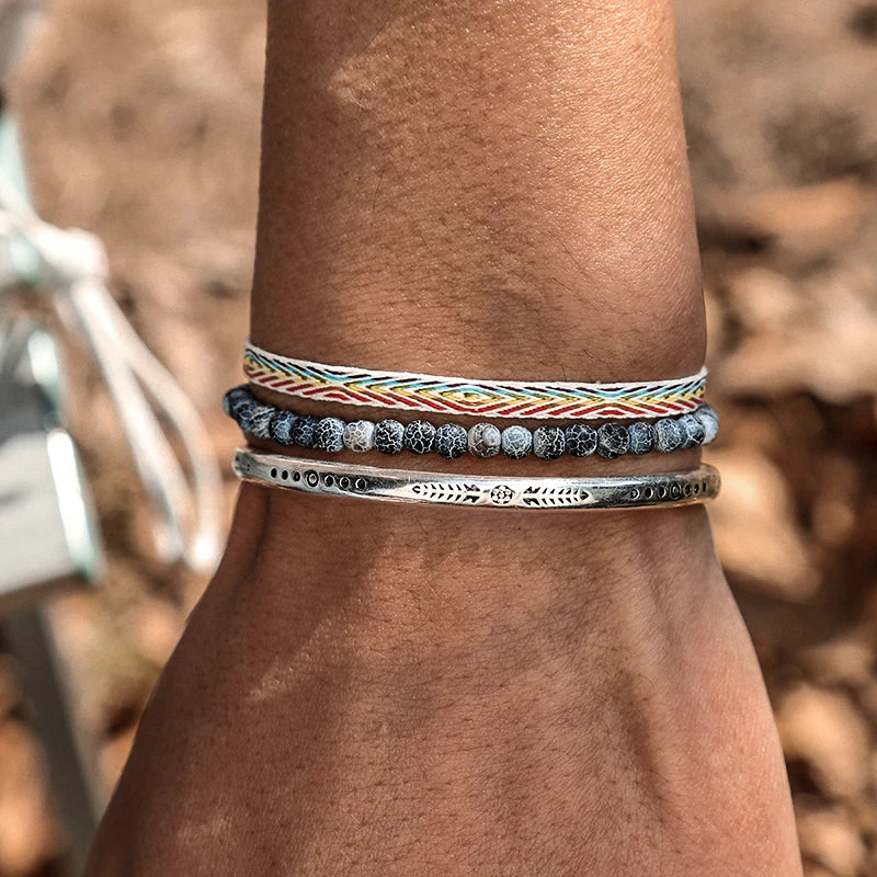 Tibetan Steel & Handcarved Spirit Bracelet for “Strong Energy & Leadership"