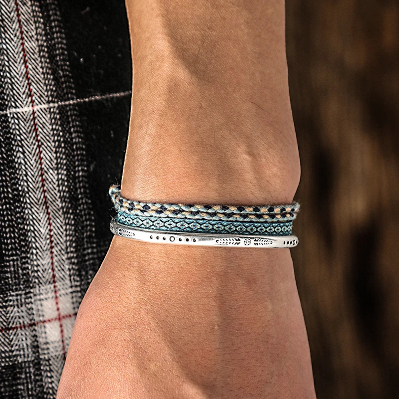 Tibetan Steel & Handcarved Spirit Bracelet for “Strong Energy & Leadership"