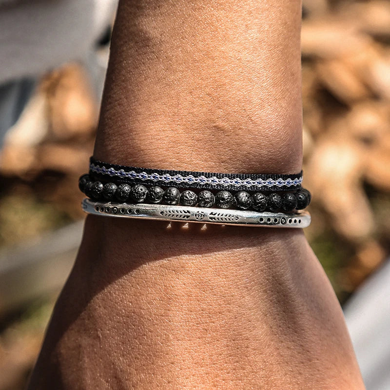 Tibetan Steel & Handcarved Spirit Bracelet for “Strong Energy & Leadership"