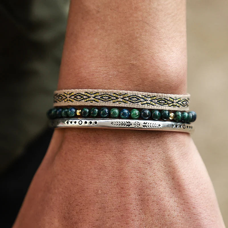 Tibetan Steel & Handcarved Spirit Bracelet for “Strong Energy & Leadership"