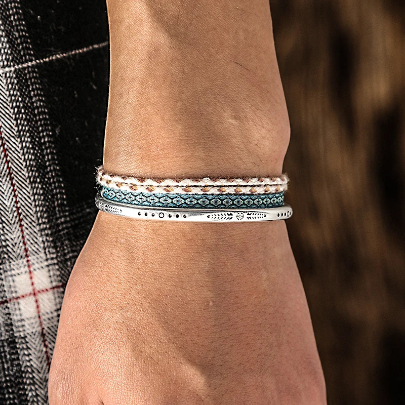 Tibetan Steel & Handmade Spirit Bracelet for Courage & Confidence