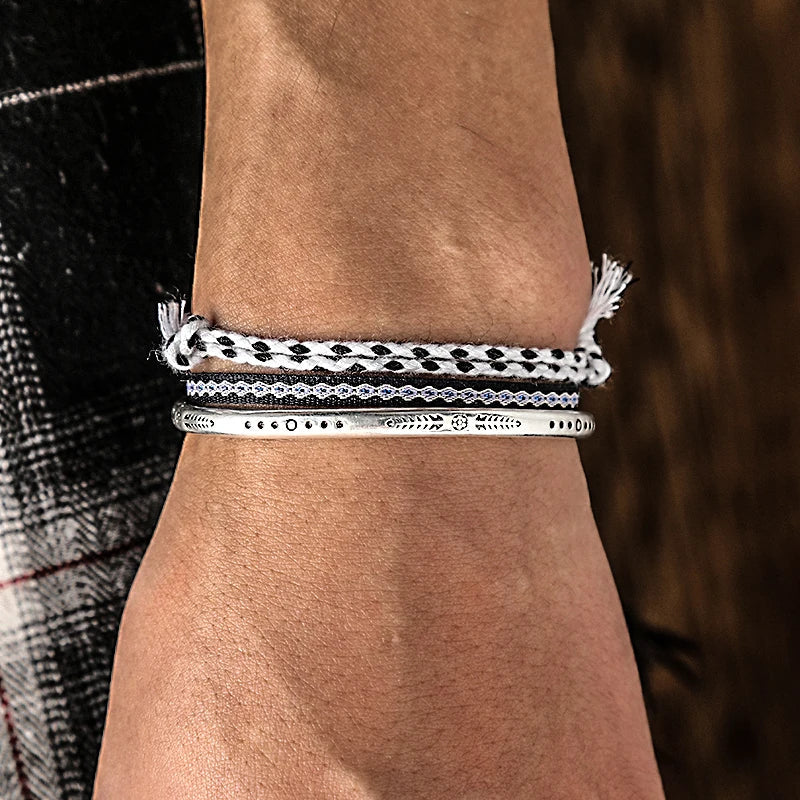 Tibetan Steel & Handcarved Spirit Bracelet for “Strong Energy & Leadership"