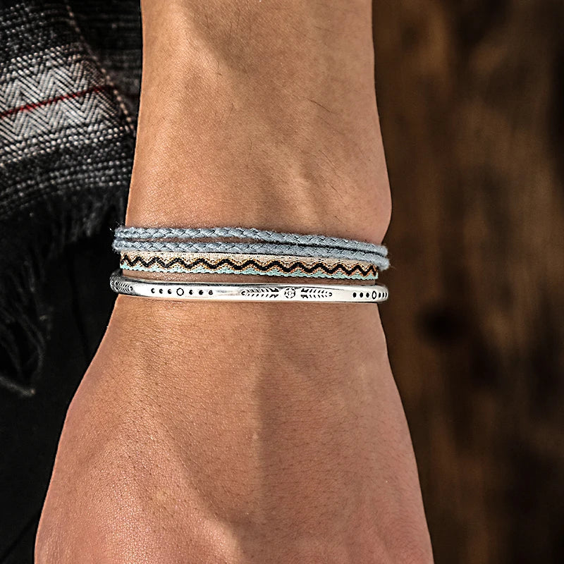 Tibetan Steel & Handcarved Spirit Bracelet for “Strong Energy & Leadership"