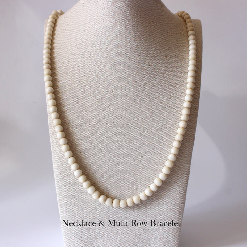 Buddhist Handcrafted Nature Sandalwood for "Preservation & Perseverance" Ivory Beads (made with Bodhi Seed and Tagua Nut)