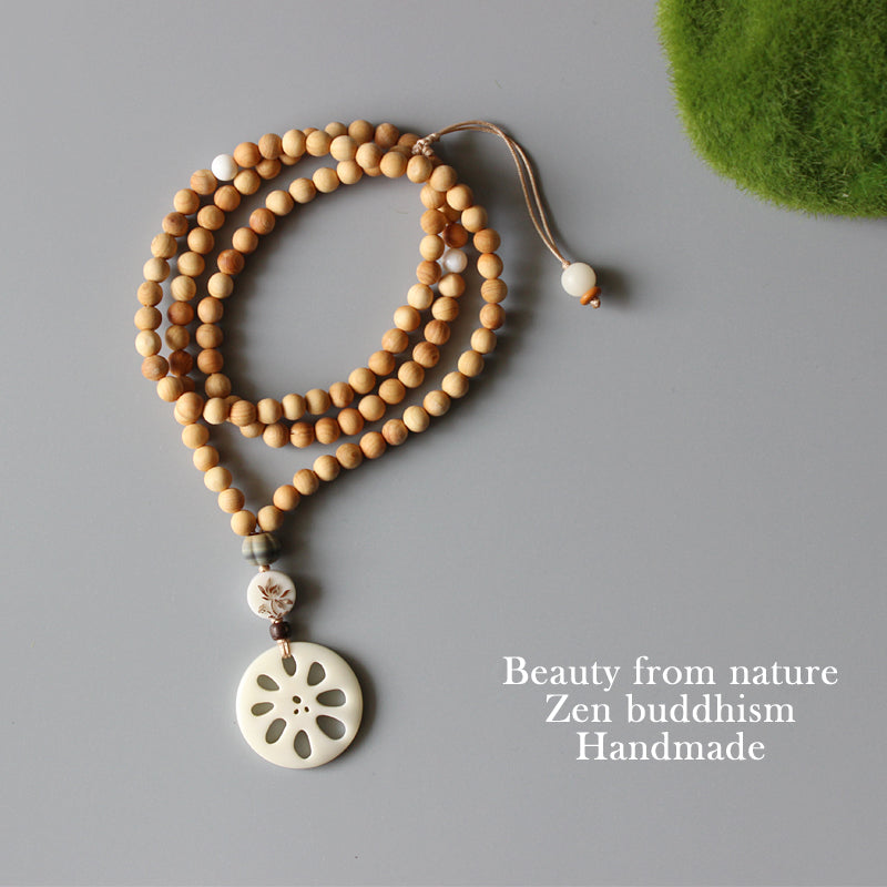 Buddhist Handcrafted Nature Sandalwood Abundance Pendant (Tagua Nut)