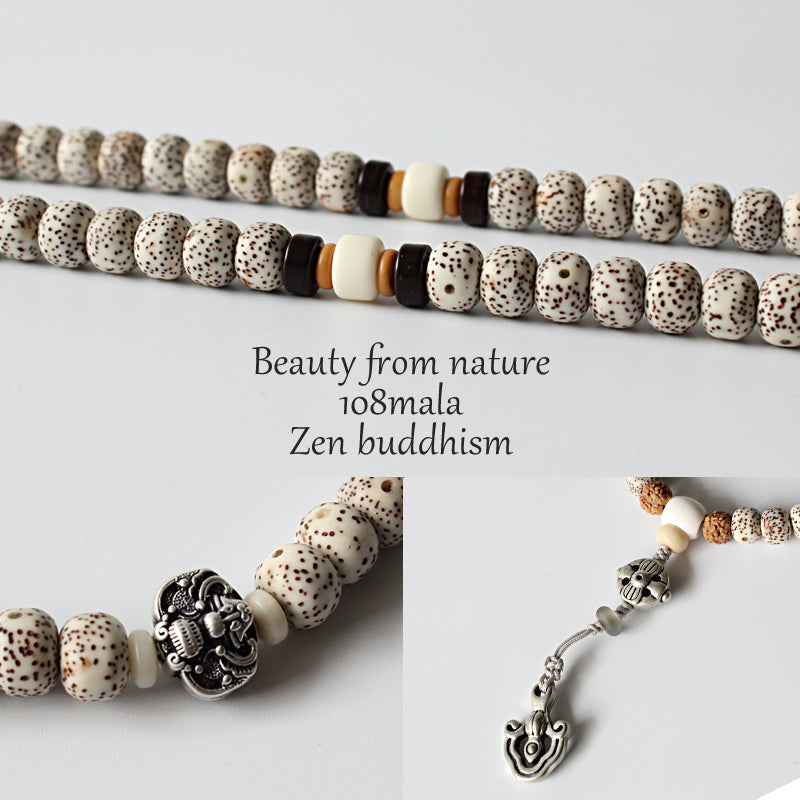 Buddhist Handcrafted Nature Sandalwood Necklace for "Strength in Spirit" (made with Organic Tree Bodhi Seed)