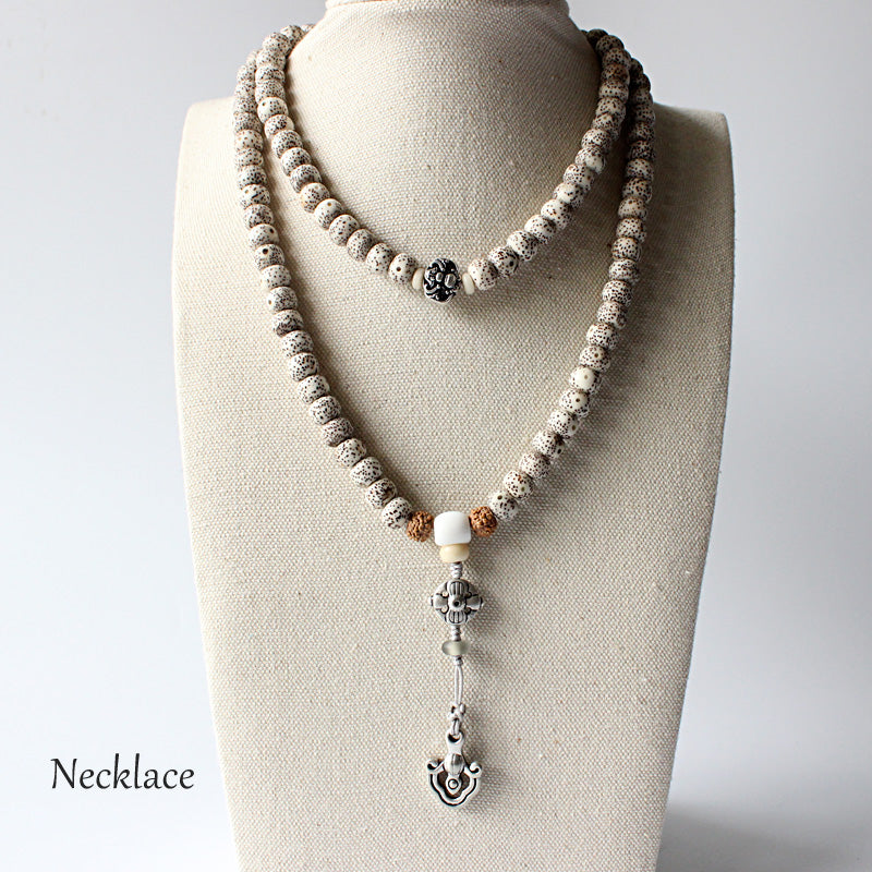 Buddhist Handcrafted Nature Sandalwood Necklace for "Strength in Spirit" (made with Organic Tree Bodhi Seed)