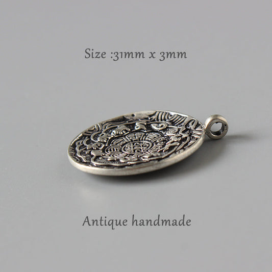 Bagua Mirror Pendant (White Copper)