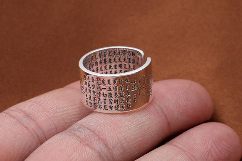 Lotus Ring of Compassion, Courage, and Wisdom (Silver)