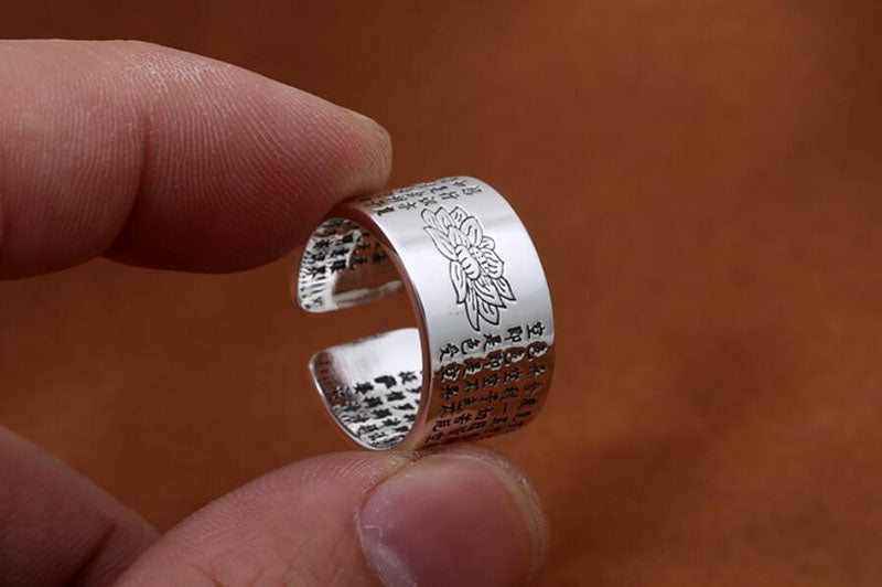 Lotus Ring of Compassion, Courage, and Wisdom (Silver)