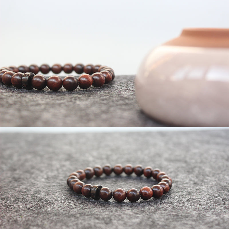 Buddhist Handcrafted Nature Sandalwood Bracelet for "Integrity & Loyalty" - Om Ma Ni Pad Me Hum Center