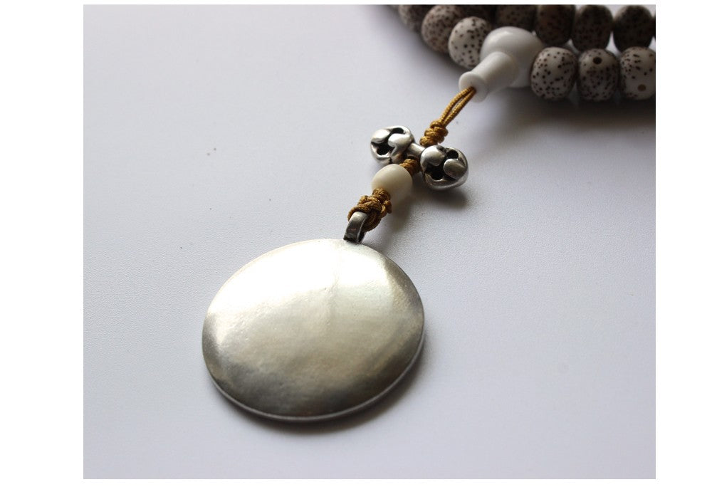 Buddhist Handcrafted Nature Sandalwood Necklace "One With Nature" (made from Organic Bodhi Tree)