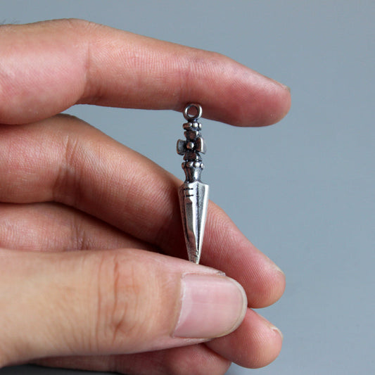 Mini Dorje Vajra Pendant (White Copper)
