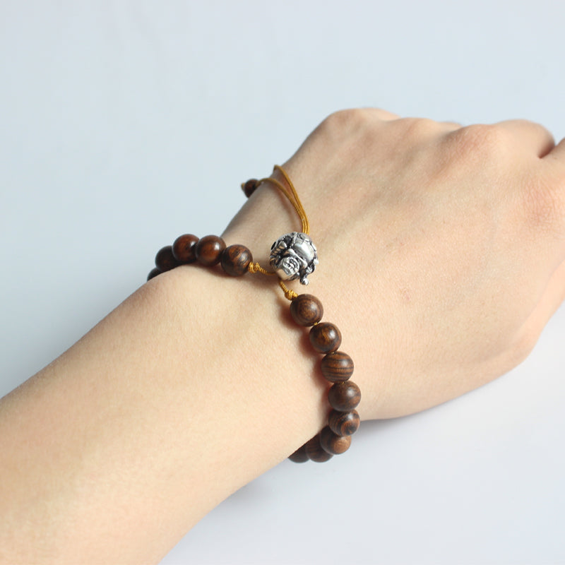 Buddhist Handcrafted Nature Sandalwood Bracelet for "Unity" (made with Holy Buddha Charm)