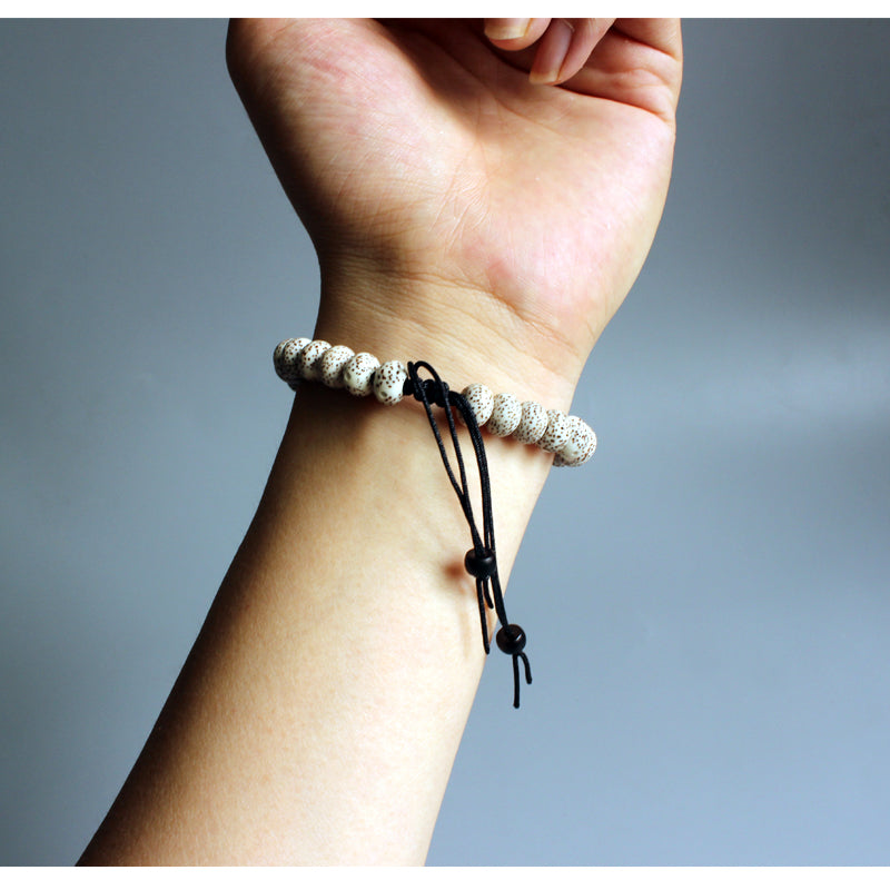 Buddhist Handcrafted Nature Sandalwood Vajra Bracelet (Bodhi Ivory Seeds)