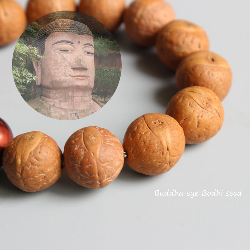 Buddhist Handcrafted Nature Sandalwood Bracelet for "Positivity" (made with Tiger Eye Stone & Organic Bodhi Seeds)