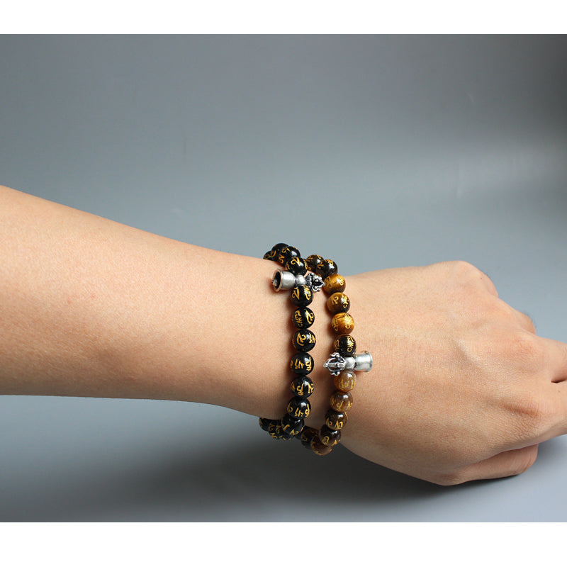 Stone Amulet (Traditional Tibetan Stones with Antiqued Metal)