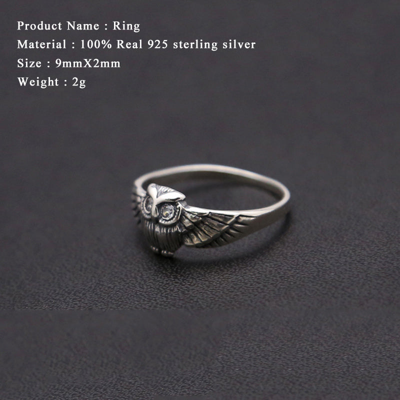 Owl Ring of Good Karma and Wisdom (Silver)