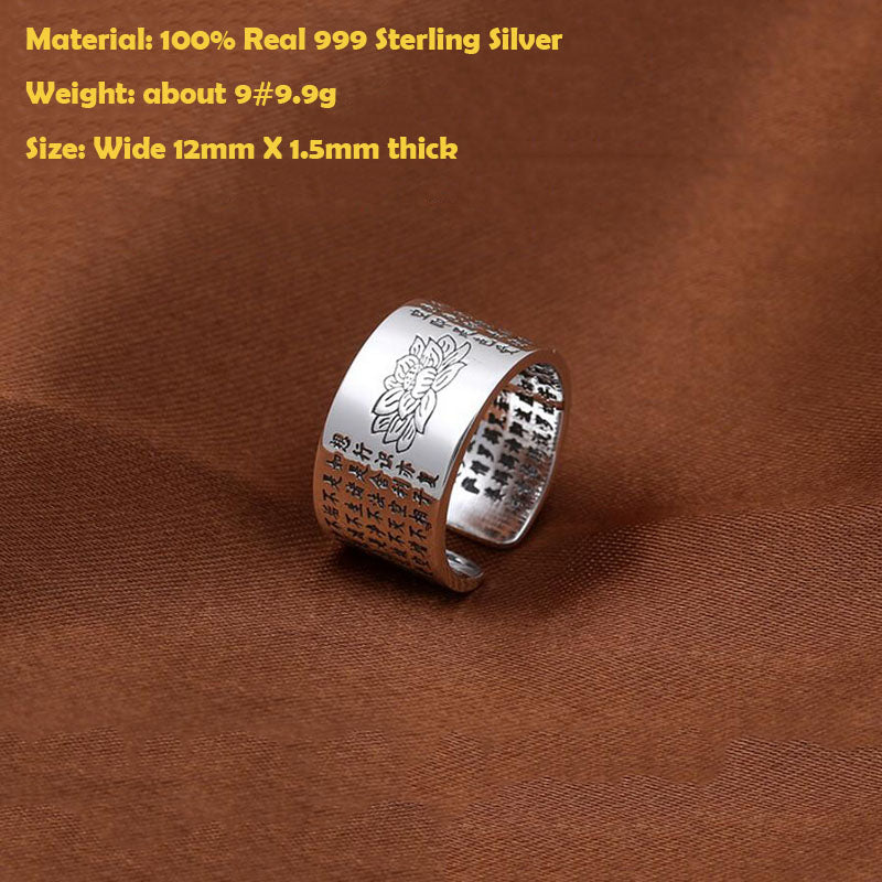 Lotus Ring of Compassion, Courage, and Wisdom (Silver)