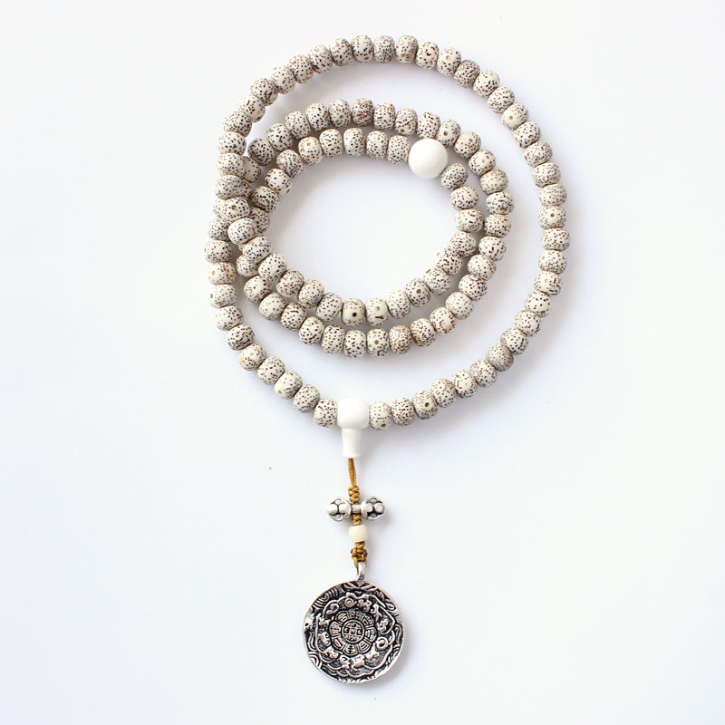 Buddhist Handcrafted Nature Sandalwood Necklace "One With Nature" (made from Organic Bodhi Tree)