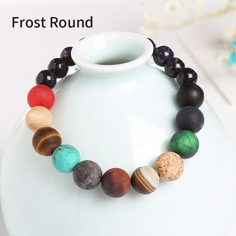 Natural Crystal Gemstone ~ Eight Planetary Solar System Bracelet ~ for "Chakra and You are your own Star & Universe"