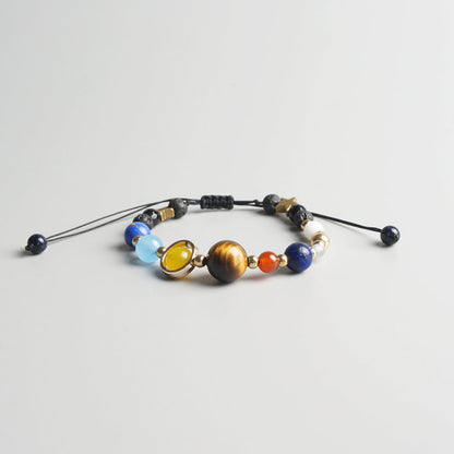 Buddhist Handcrafted Nature Sandalwood Bracelet for "Genuinity & Urgency" - 8 Planets Solar System (Made From Ocean Shell Beads