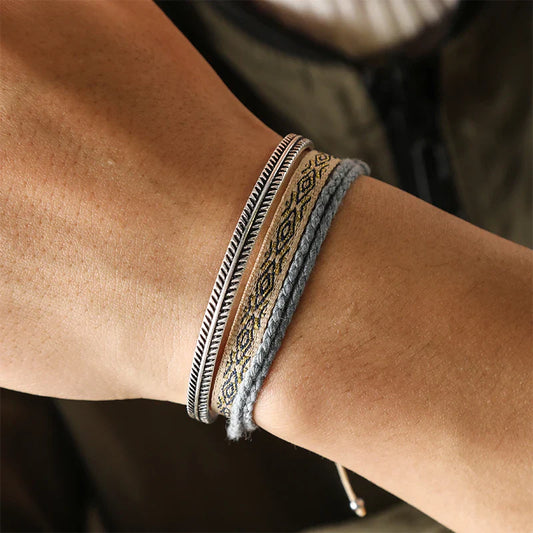 Tibetan Steel & Handmade Spirit Bracelet for "Celebration & Joy"