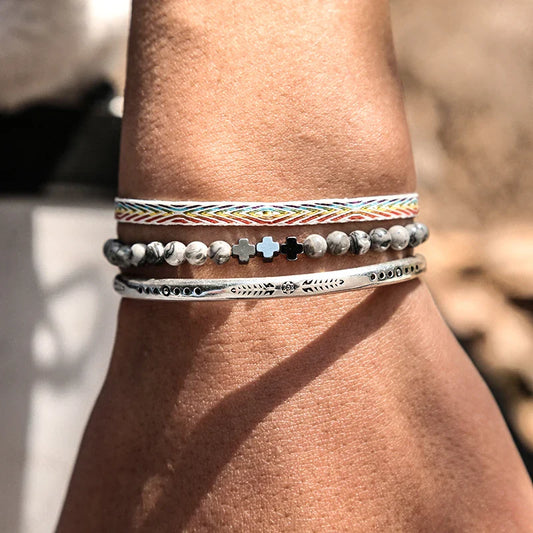 Tibetan Steel & Handmade Spirit Bracelet for "Grounded Ambition & Drive" (Beads made of Tiger Eye Agate)