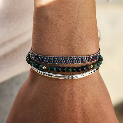 Tibetan Steel & Handmade Spirit Bracelet for "Mental Resilience" (Beads made of Natural Lapis Lazuli)