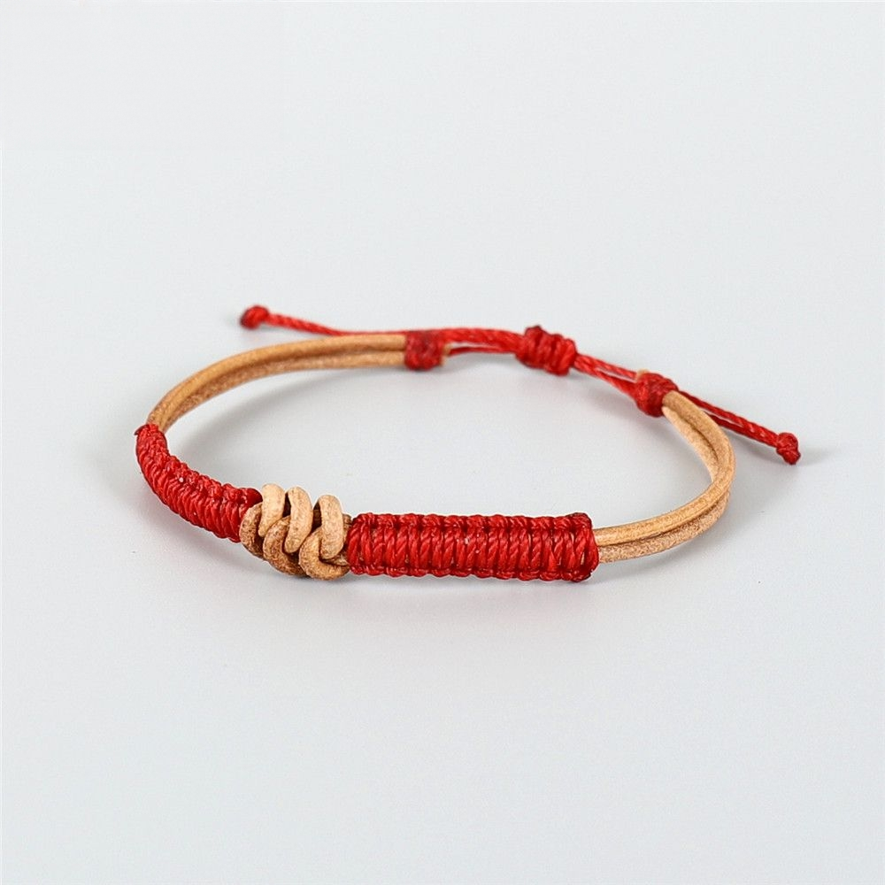 Handmade Tibetan Blessed Leather Knot for "Grounding & Strength" – Real Leather Protection Bracelet