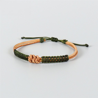 Handmade Tibetan Blessed Leather Knot for "Grounding & Strength" – Real Leather Protection Bracelet