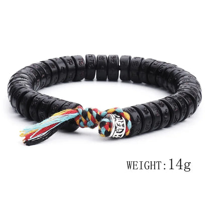 Handmade Tibetan Blessed Natural Coconut Shell Beads with Carved OM Mani Padme Hum for "Inner Peace & Protection"