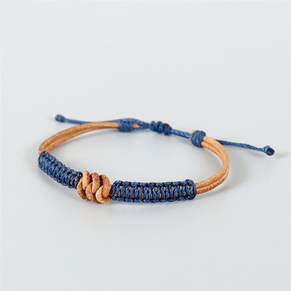 Handmade Tibetan Blessed Leather Knot for "Grounding & Strength" – Real Leather Protection Bracelet