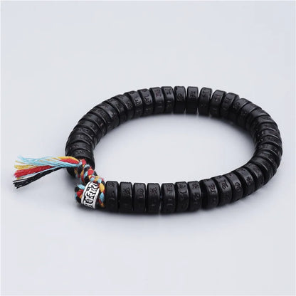 Handmade Tibetan Blessed Natural Coconut Shell Beads with Carved OM Mani Padme Hum for "Inner Peace & Protection"