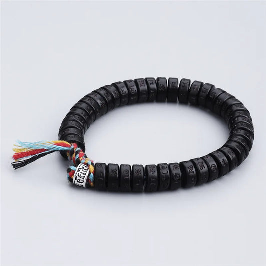 Handmade Tibetan Blessed Natural Coconut Shell Beads with Carved OM Mani Padme Hum for "Inner Peace & Protection"