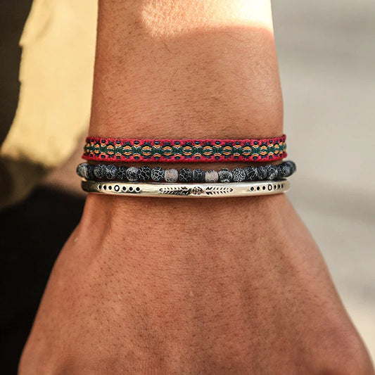 Tibetan Steel & Handmade Spirit Bracelet for "Protection from Negativity" 