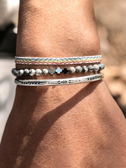 Tibetan Steel & Handmade Spirit Bracelet for "Grounded Ambition & Drive" (Beads made of Tiger Eye Agate)
