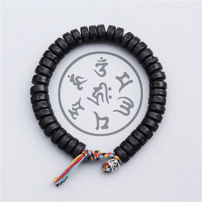 Handmade Tibetan Blessed Natural Coconut Shell Beads with Carved OM Mani Padme Hum for "Inner Peace & Protection"