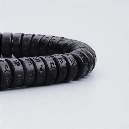 Handmade Tibetan Blessed Natural Coconut Shell Beads with Carved OM Mani Padme Hum for "Inner Peace & Protection"