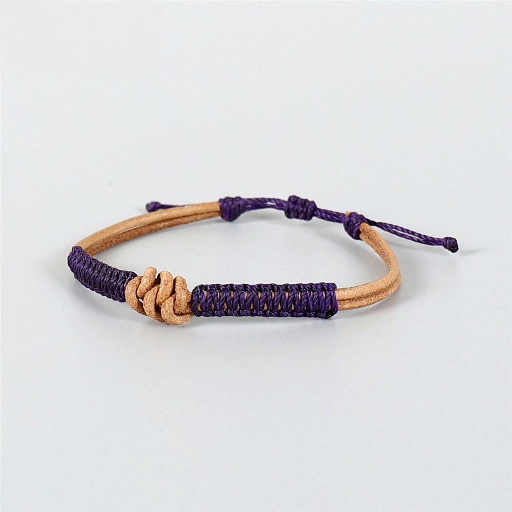 Handmade Tibetan Blessed Leather Knot for "Grounding & Strength" – Real Leather Protection Bracelet