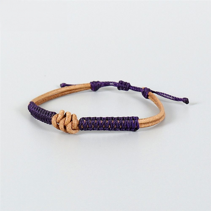 Handmade Tibetan Blessed Leather Knot for "Grounding & Strength" – Real Leather Protection Bracelet