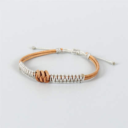 Handmade Tibetan Blessed Leather Knot for "Grounding & Strength" – Real Leather Protection Bracelet