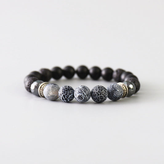 Buddhist Handcrafted Nature Sandalwood Bracelet for "Dependability & Reliability" -  Tibetan Vintage Obsidian Beads