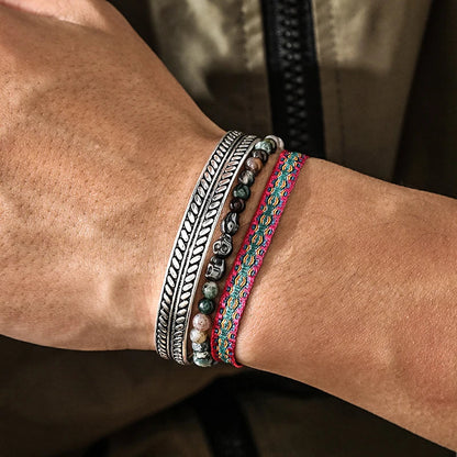 Tibetan Steel & Handmade Spirit Bracelet for "Mental Clarity & Peace" 