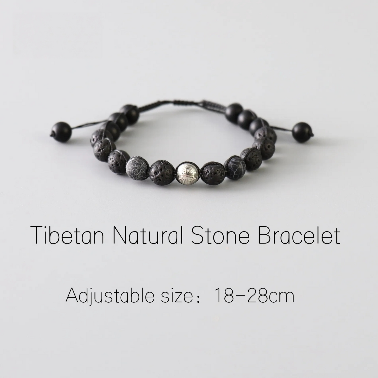 Handmade Tibetan Blessed Black Onyx for "Protection & Inner Strength"  with Om Mani Padme Hum Charm