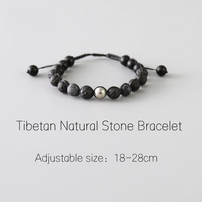 Handmade Tibetan Blessed Black Onyx for "Protection & Inner Strength"  with Om Mani Padme Hum Charm