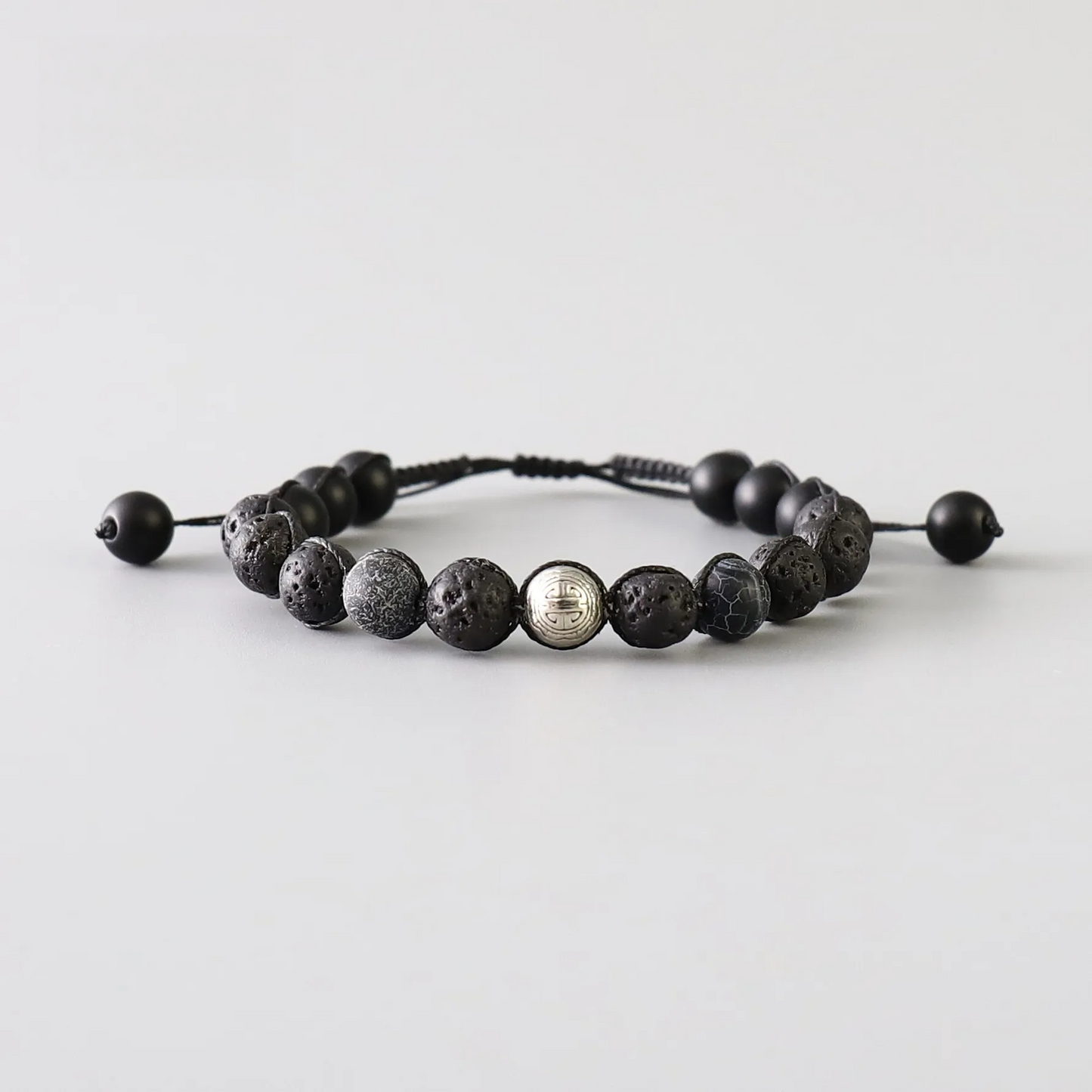 Handmade Tibetan Blessed Black Onyx for "Protection & Inner Strength"  with Om Mani Padme Hum Charm